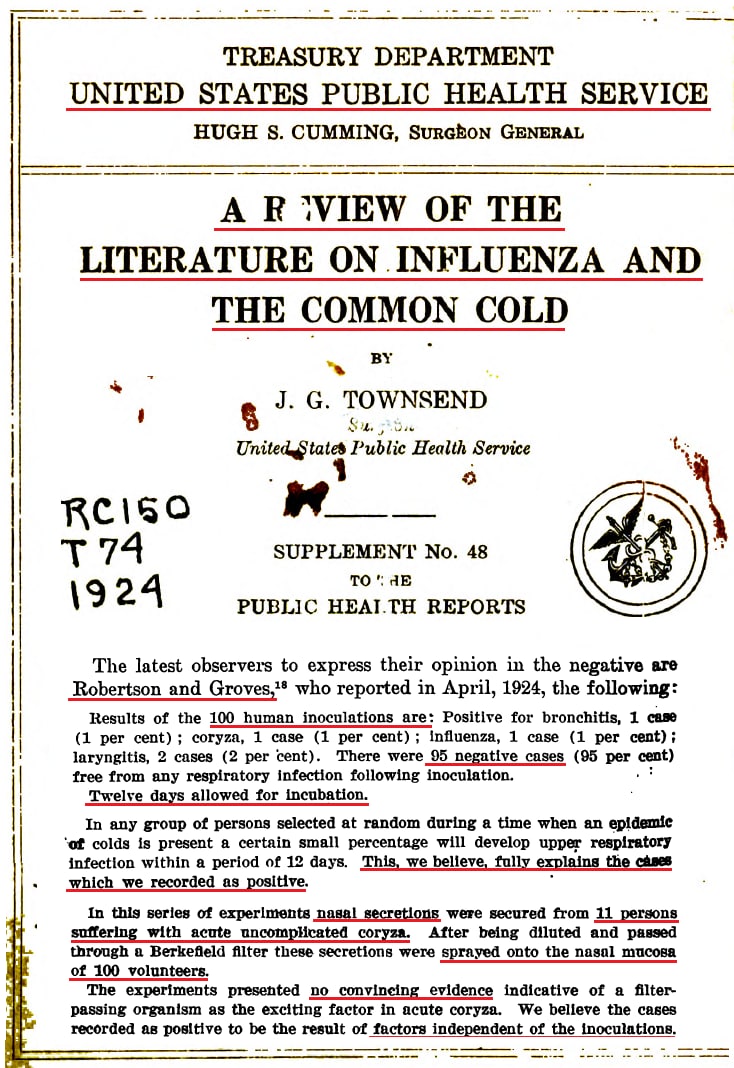 Not once in the history of medicine and science, has a healthy person become ill with a cold or flu when exposed to a 'virus'