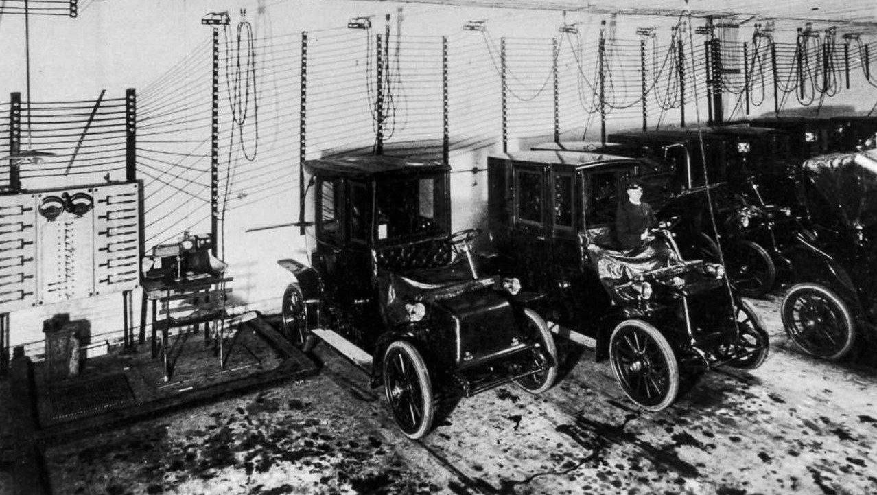 Vintage electric car charging station