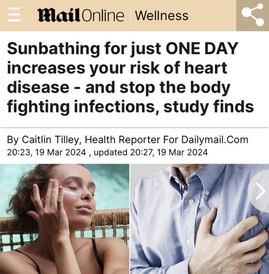 Anti-health: sunbathing increases heart disease