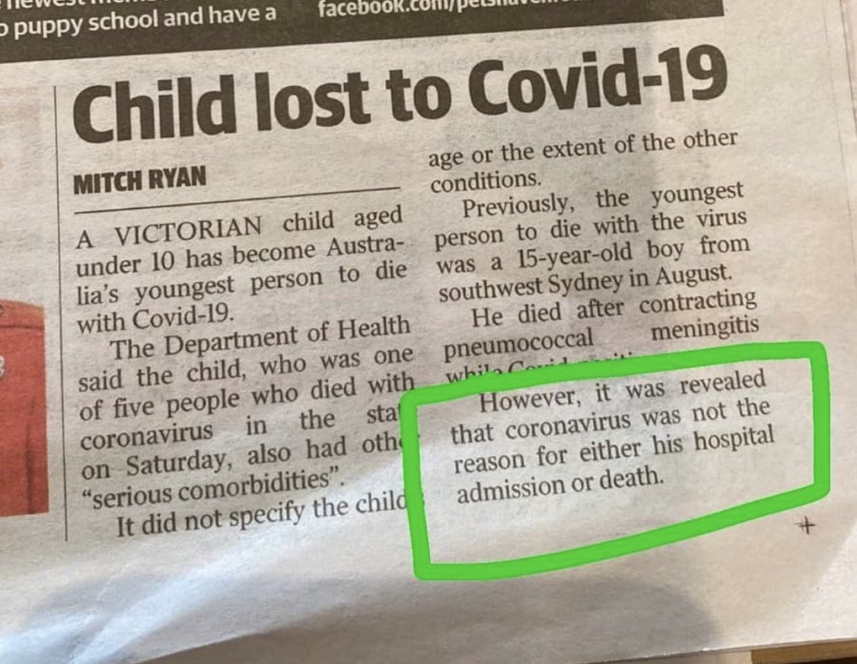 Fake news, child didn't die because of COVID