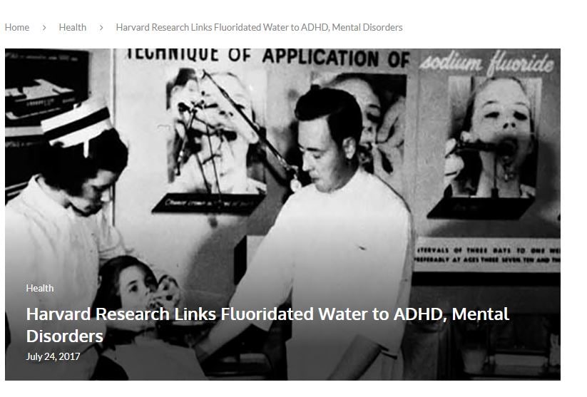 Harvard Research links fluoridated water to ADHD