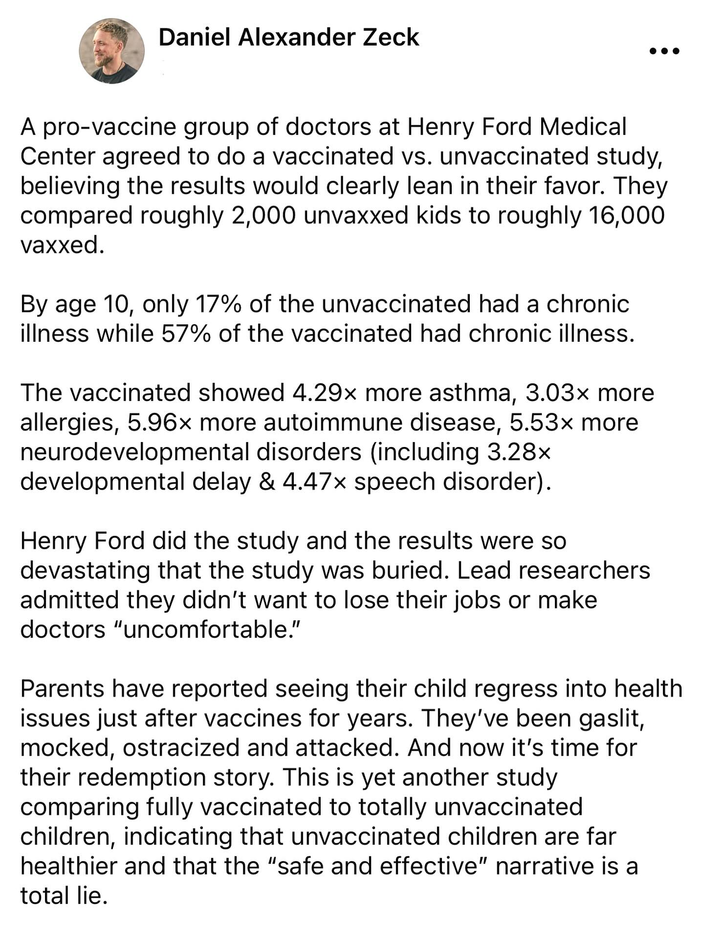 Henry Ford Medical centre study 2020