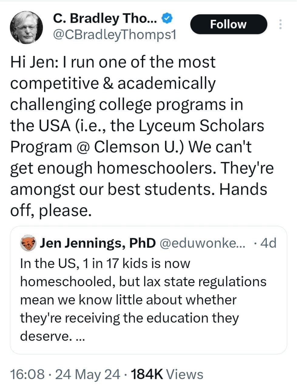 We can't get enough homeschoolers, they're our best students