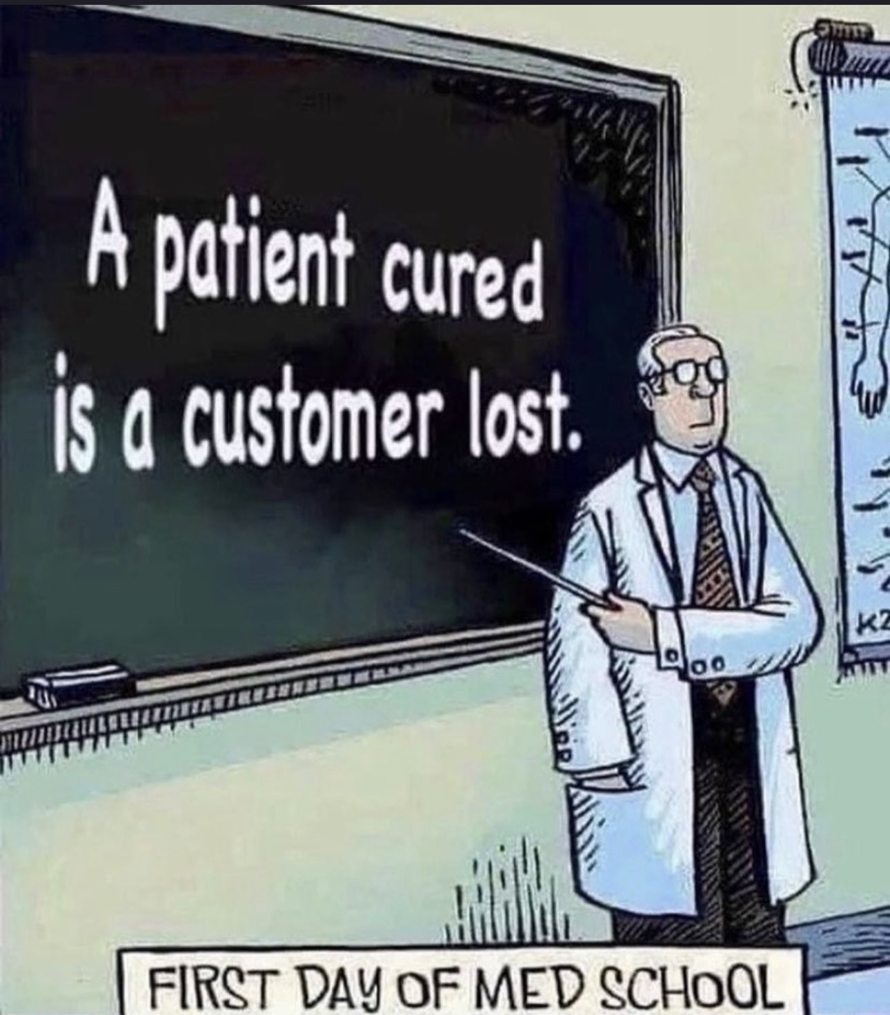 A patient cured is a customer lost